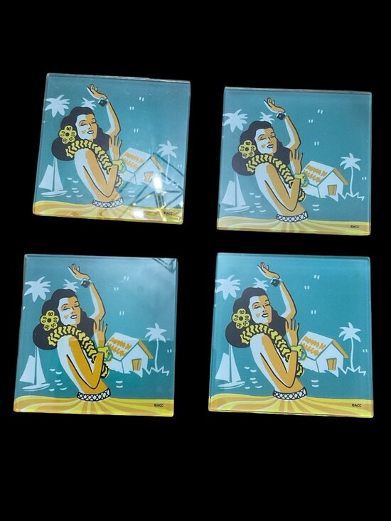 Accoutrements Other - 🏡 5/$25 - Vintage Inspired Hawaiian Glass Coaster Set